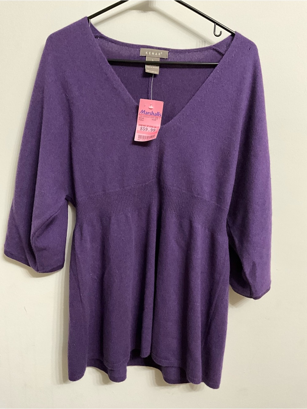 Kenar Women's Deep Purple V-Neck Tunic Sweater